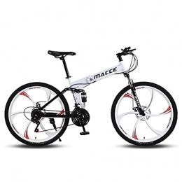 Tuuertge Folding Bike Tuuertge foldable bicycle Mountain bikes are foldable, seat height can be adjusted, both men and women are available 26 inches 27 speed off-road racing (Color : White)