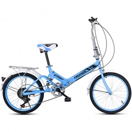 Tuuertge Folding Bike Tuuertge foldable bicycle Variable Speed Lightweight Folding Bike Small Portable Bicycle for Adult Student Teens Folding Bike Country Road Bicycle Adult Student, Three Colors (Color : Blue)