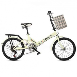 TX Bike TX 20-Inch Variable Speed Folding Bicycle Portable Mini-Sized Urban Unisex-Adult Student Bike Rear Suspension Spoke Wheel, Yellow
