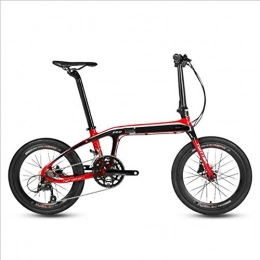 TX Bike TX 20 Inches Folding Bike Ultralight Carbon Fiber 16 Variable Speed Small Wheels Double Oil Disc Brake Outdoor Travel for Men Women, Red