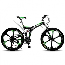 TX Folding Bike TX Foldable Mountain Bike 26 Inch 21 24 27 30 Variable Speed 6-Spoke Wheel Bicycle Rear Suspension Shock Absorbers, D, 24gears
