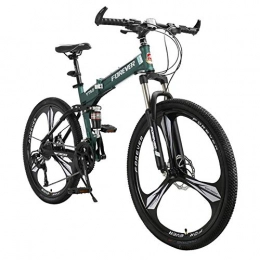 TX Folding Bike TX Foldable Sports Mountain Bike 21 27 Variable Speed 26 Inch Adult Bicycle Double Shock Absorption Double Disc, Green, 27gears