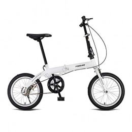 TX Bike TX Quick Folding Bicycle 16 Inch Portable Lightweight Foldable Pedals Women's Urban Unisex Student Bike Spoke Wheel, White