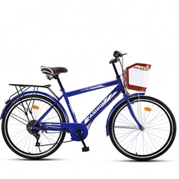 TXX Folding Bike TXX 7-Speed Transmission Vintage Retro 26 Inches for Men and Women Adult Bicycles, City Commuter Car to Go to Work Gear Shift / Blue / 7 / Speed Transmission