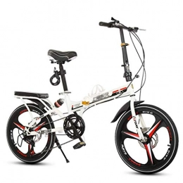 TYPO Folding Bike TYPO Bicycles Foldable Bicycle Adult 20 Inch Men And Women Bicycle Outdoor Mountain Bike Student Road Bike Suitable (Color: White, Size: 20inch)
