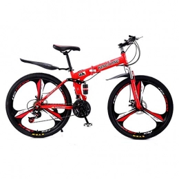 TYSYA Bike TYSYA Folding Mountain Bike 27 Speed Double Suspension Shock-absorbing Portable City Bicycles 24 / 26 Inches Unisex Cycling High Carbon Steel Frame Safe Dual Disc Brake, Red B, 26 inch