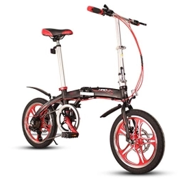TYXTYX Folding Bike TYXTYX 16 inch 6 Speed ​​City Folding Mini Compact Bike Bicycle Urban Commuters for Adult Teens, Lightweight Aluminum Frame, One Size