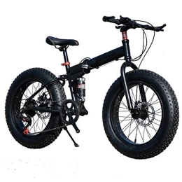 UNCTAD Folding Bike UNCTAD 20 Inches Folding Mountain Bike - Rough Tires 7 Speed Shifter Great Suspension Folding Bike - Portable Compactlightweight High-carbon Steel Hard-tail Mountain Bikeblack