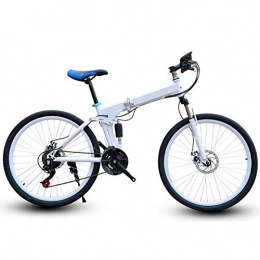 UNCTAD Bike UNCTAD Folding Mountain Bike with Dual Disc Brakes - Adults Folding Mountain Bike with Adjustable Seat - 24 Inches 24 Speed Quick Fold Anti-slip Mountain Bike Folding Bikeswhite