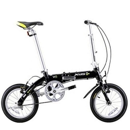 DJYD Folding Bike Unisex Folding Bike, 14 Inch Mini Single-Speed Urban Commuter Bicycle, Foldable Compact Bicycle with Front and Rear Fenders, Yellow FDWFN (Color : Black)