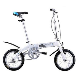 DJYD Folding Bike Unisex Folding Bike, 14 Inch Mini Single-Speed Urban Commuter Bicycle, Foldable Compact Bicycle with Front and Rear Fenders, Yellow FDWFN (Color : White)