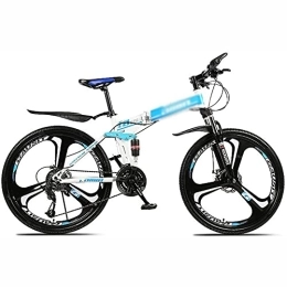 UYHF Bike UYHF 26 In Folding Mountain Bike 21 / 24 / 27 Speed Bicycle Men Or Women MTB Foldable Carbon Steel Frame Frame With Lockable U-shaped Front Fork blue-21 Speed
