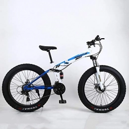 VANYA Bike VANYA 26 Inches Folding Mountain Bike 7 Speeds Suspension Disc Brake Off-Road Snowmobile 4.0 Wide Tire Beach Bicycle, Blue, 26inches