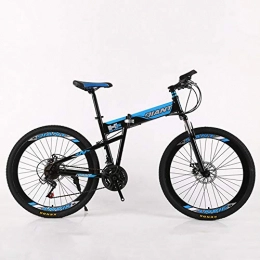VANYA Folding Bike VANYA Adult Folding Commuter Bicycle 21 Speed Shock Absorber Mountain Bike 24 / 26 Inch One Button Folding Speed City Cycle, Blue, 26inches