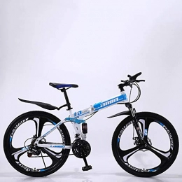 VANYA Folding Mountain Bike 21/24/27 Speed Dual Suspension Cycle 24/26Inches Disc Brake Six-Blade Wheels Bicycle,Blue26,21speed