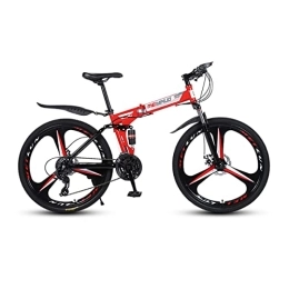 VIIPOO Bike VIIPOO 26 Inch Folding Mountain Bike, High Carbon Steel Frame Mountain Bikes with Mechanical Double Disc Brakes, Non-Slip Adult MTB Road Bicycles for Men & Women, Red-27 Speed