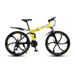 VIIPOO Bike VIIPOO 26" Mountain Bike for Adult, Lightweight Aluminum Full Suspension Frame, Suspension Fork, Student Bike with Double Shock Absorbers Folding Mountain Bike, Yellow-21-speed