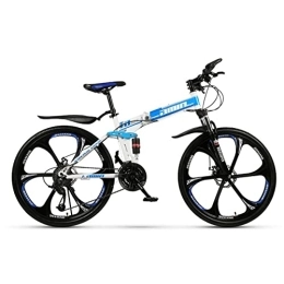 VIIPOO Bike VIIPOO Folding Mountain Bicycles 26 Inch Bicycle with Anti-skid and Wear-resistant Tires for Men or Women, Adults Bikes, Convenient and Portable, White-Blue-27 Speed