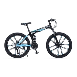 VIIPOO Bike VIIPOO Folding Mountain Bike, Full Suspension Bike for Men, 24 / 26 Inch Adult Folding Bike, dedicated off-road tires, Disc Brake Womens Mountain Bicycle, 10 Spokes-Red-26‘’ / 27 Speed