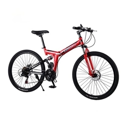 VIIPOO Bike VIIPOO Mountain Bike, Dual Suspension Folding Mountain Bikes, 21 / 24 / 27 Speed Foldable Frame, 24 / 26 Inch Off-road grade non-slip Bicycle For Men or Women, Red-24‘’ / 21 Speed