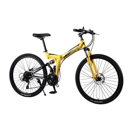 VIIPOO Bike VIIPOO Mountain Bike, Dual Suspension Folding Mountain Bikes, 21 / 24 / 27 Speed Foldable Frame, 24 / 26 Inch Off-road grade non-slip Bicycle For Men or Women, Yellow-26‘’ / 24 Speed