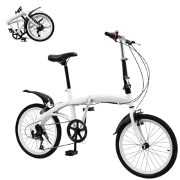 VonVVer Folding Bike VonVVer 20 Inch Folding Bike Adult 7-Speed Shifter - Adult Foldable Bicycle 95-112cm Height Adjustable White Bicycle with Double V Brake 90kg Load For Adult Men and Women Teens