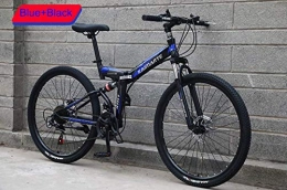 W&HH Folding Bike W&HH Foldable Mountain Bike MTB Bicycle 24 / 26 Inches 21 / 24 / 27 Speed Steel Frame Dual Disc Brake Folding Bike, A, 24 inch 21 speed