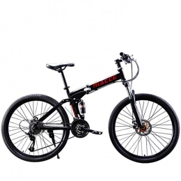 W&TT Folding Bike W&TT Adults Mountain Bike 21 / 24 / 27 Speeds Off-road Double Shock Absorption Bicycle 24 / 26 Inch High Carbon Soft Tail Folding Bicycle with Dual Disc Brakes, Black, C24Inch27S