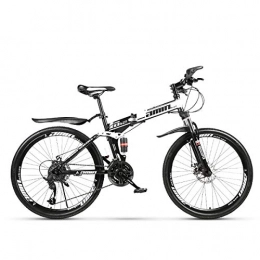 W&TT Bike W&TT Folding Mountain Bike Adults 21 / 24 / 27 / 30 Speeds Off-road Bicycle 24 / 26 Inch High Carbon Soft Tail Bike with Dual Disc Brakes and Shock Absorber, Black, 24Inch24S