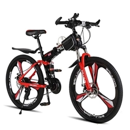 Waqihreu Bike Waqihreu Bicycle Hardtail Mountain Bike For Men / Women, Stone Mountain 26 Inch 24-Speed Gears Folding Bike (Red)
