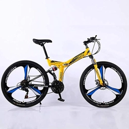 WEHOLY Folding Bike WEHOLY Bicycle 26 Inch Carbon Steel Mountain Bike, Double Disc Brake Shock Absorption Shifting Soft Tail Folding 21 Speed Bicycle with Disc Brakes and Suspension Fork
