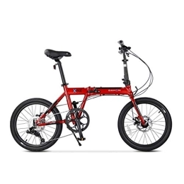 WEHOLY Folding Bike WEHOLY Bicycle Folding bicycle 20 inch ultra light folding bicycle 9 speed student adult men and women bicycle, Red