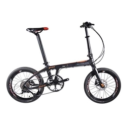 WEHOLY Folding Bike WEHOLY Bicycle Folding bicycle ultra light carbon fiber folding bicycle 20 inch double oil disc brakes speed adult bicycle, Black