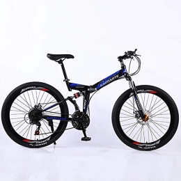 WEHOLY Folding Bike WEHOLY Bicycle Folding Mountain Bike Bicycle 21 Speed 24 Inch Sports Leisure Men and Women Double Shock Absorption High Carbon Steel Double Disc Brakes Off-Road Speed Adult Bicycle