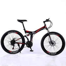 WEHOLY Folding Bike WEHOLY Bicycle Folding Mountain Bike Bicycle 24 Speed 26 Inch Sports Leisure Men and Women Double Shock Absorption High Carbon Steel Double Disc Brakes Off-Road Speed Adult Bicycle