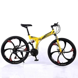 WEHOLY Folding Bike WEHOLY Bicycle Folding Road Bicycle, Folding Bike Unisex Mountain Bike High-Carbon Steel Frame MTB Bike 24Inch Mountain Bike 21Speeds with Disc Brakes and Suspension Fork