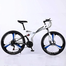 WEHOLY Folding Bike WEHOLY Bicycle Folding Road Bicycle, Folding Bike Unisex Mountain Bike High-Carbon Steel Frame MTB Bike 26Inch Mountain Bike 21Speeds with Disc Brakes and Suspension Fork