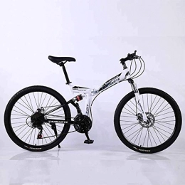 WEHOLY Bike WEHOLY Bicycle Mountain Bike 24 Speed Steel High-Carbon Steel 24 Inches Spoke Wheel Dual Suspension Folding Bike for Commuter City, White, 24speed