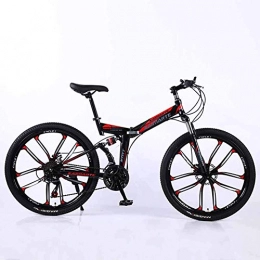 WEHOLY Folding Bike WEHOLY Bicycle Mountain Bike Folding Frame MTB Bike Dual Suspension Mens Bike 27 Speeds 26 Inch 10-High-Carbon Steel Bicycle Disc Brakes, Black, 27speed