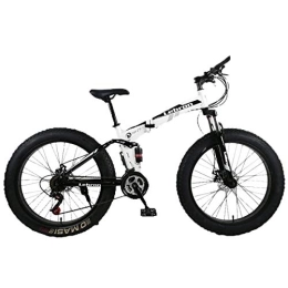 WEHOLY Folding Bike WEHOLY Folding 26" Steel Folding Mountain Bike, Dual Suspension 4.0Inch Fat Tire Bicycle Can Cycling On Snow, Mountains, Roads, Beaches, Etc, Black