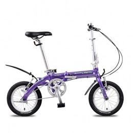 Weiyue Bike Weiyue foldable bicycle- 14-inch Folding Bicycle Aluminum Alloy Adult Male And Female Mini Bicycle Super Light Student Driving (Color : Purple)