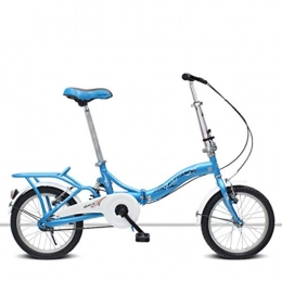 Weiyue Folding Bike Weiyue foldable bicycle- 16 Inch Folding Bicycle Bicycle Adult Female Step Female Style Female With Rear Seat Can Carry People (Color : Blue)