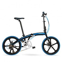 Weiyue Bike Weiyue foldable bicycle- 20 Inch Folding Bike Shimano 7 Speed Ultra Light Aluminum Alloy Double Disc Brakes For Men And Women Folding Bicycle (Color : Black blue)