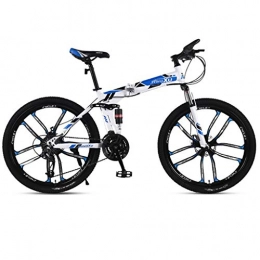 Weiyue Folding Bike Weiyue foldable bicycle- 26 Inch Folding Mountain Bike Bicycle Adult Off-road Speed Racing Double Shock Disc Brakes Male And Female Students Bicycle (Color : Blue)
