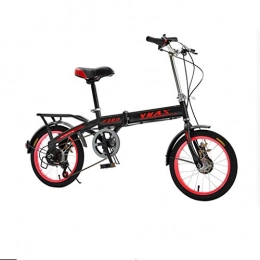 Weiyue Bike Weiyue foldable bicycle- 6 Speed Foldable Bike For Adult Shock Absorber Bicycle Commuting Bicycle Lightweight Bike City Bike Student Kids Bike (Color : Black red)