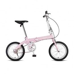 Weiyue Folding Bike Weiyue foldable bicycle- Folding Bicycle 16 Inch Ultra Light Portable Adult Bicycle Men And Women Small Small Wheel Single Speed (Color : Pink)