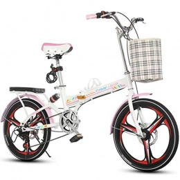Weiyue Folding Bike Weiyue foldable bicycle- Folding Bicycle 20 Inch Adult Men And Women Ultra Light Shock Absorption Mini Stepping Speed Student Bicycle (Color : Pink)