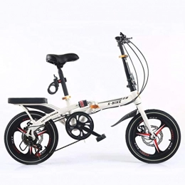 Weiyue Bike Weiyue foldable bicycle- Folding Bike Lightweight High-carbon SteelFrame Folding Bicycle 16 Inch Shock Absorber Small Portable Children's Student Bicycle Adult Men And Women (Color : White)