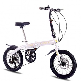 JYTFZD Folding Bike WENHAO 6 speed Folding Bikes for Adults Unisex Women Teens, bicycle Mens City Folding Pedals, lightweight, aluminum Alloy, comfort Saddle with Adjustable Handlebar & Seat, Disc brake ( Color : White )