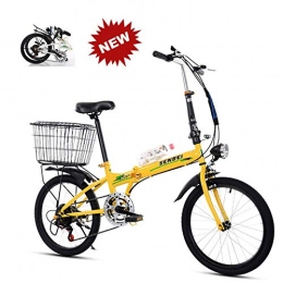 WENYAO 20 Inch Folding Variable Speed Bicycle Female Male Adult Student Ultra Light Portable Folding Leisure Bicycle,Yellow